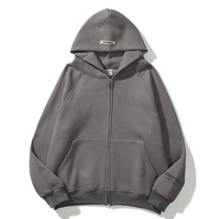 Essentials Grey Full Zip Hoodie